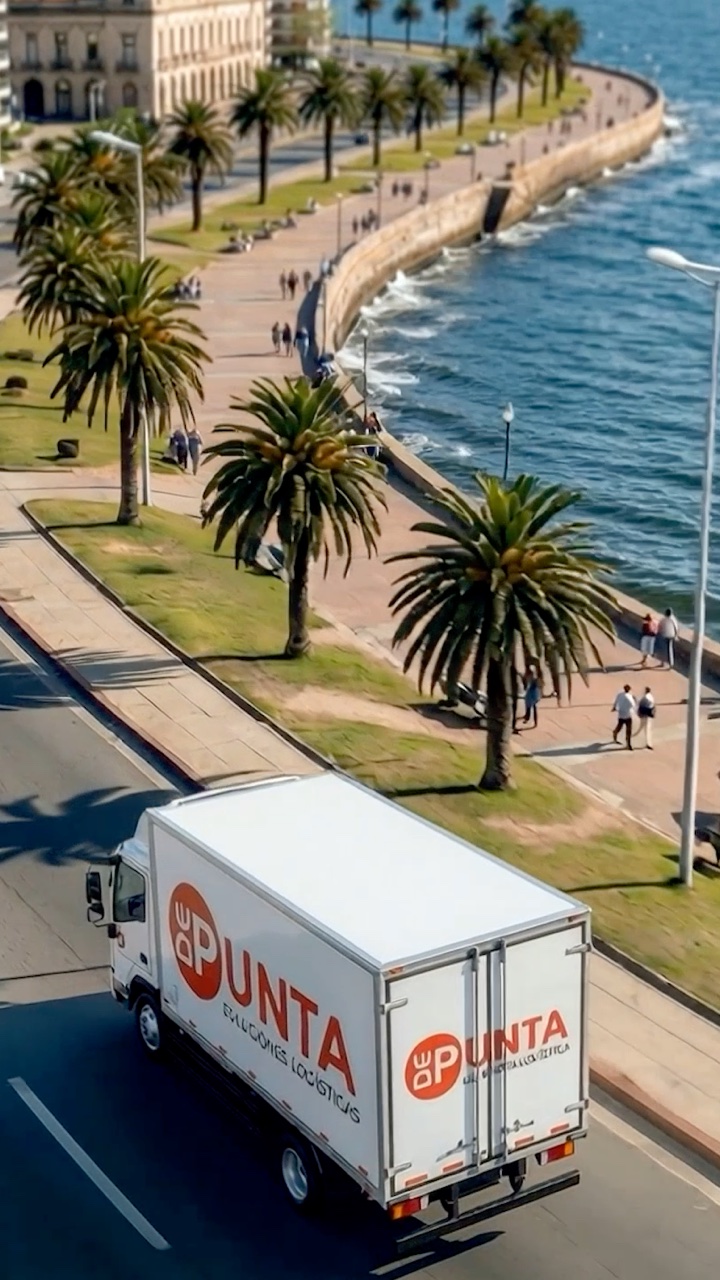 Camión de DePunta en la rambla de Montevideo